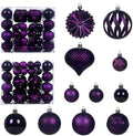 Christmas Tree Balls Ornaments Set, 48 Pcs Shatterproof Plastic Decorative Baubles Shiny Hanging Ball Ornaments for Xmas Tree Holiday Party Wedding Decoration, Purple
