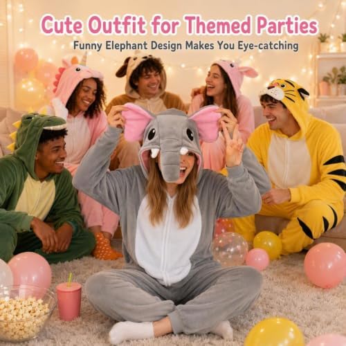 Snug Fit Unisex Adult Onesie Pajamas, Flannel Cosplay Animal One Piece Halloween Costume Sleepwear Homewear