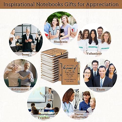 Honoson 50 Sets Inspirational Spiral Notebooks with Bamboo Pens