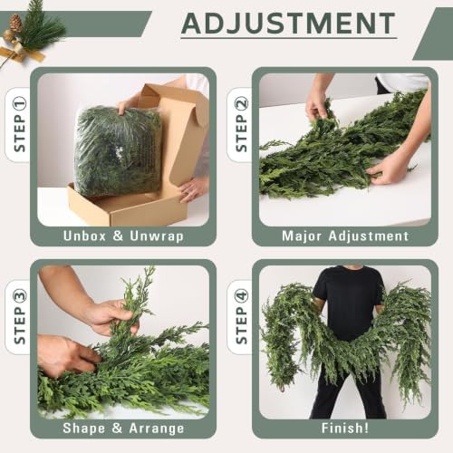 Artificial Cedar Garland for Fireplace Christmas Decoration (1 PCS,9 FT)