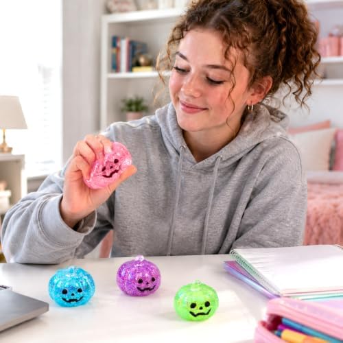 Halloween Pumpkins Squishies Slow Rising Fidget Toys Squeeze Ball (Red)
