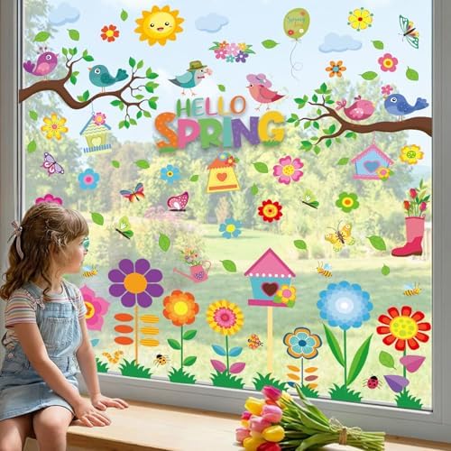Spring Window Clings for Glass Windows Kids Summer Window Stickers Decor