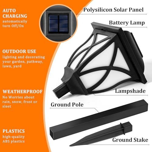 GIGALUMI Solar Lights Outdoor Waterproof, 8 Pack Flickering Flame LED Light