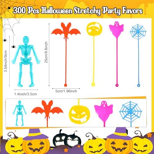 Lenwen 300 Pcs Halloween Stretchy Toy Sticky Hand Toy Bulk, Halloween Style