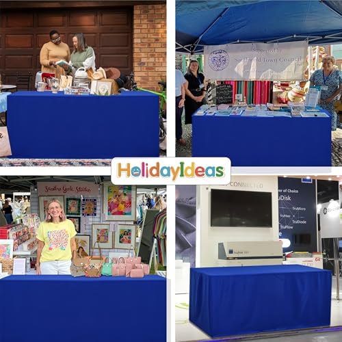 HolidayIdeas 4-Pack 6ft Open Back Fitted Tablecloths for Craft Shows Royal Blue