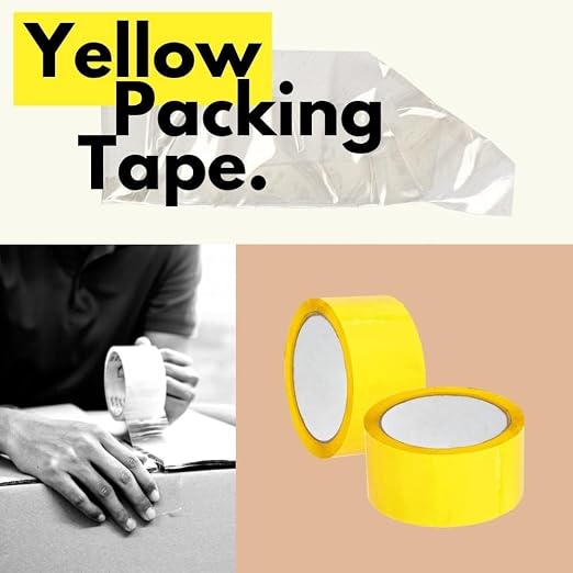 PSBM Yellow Packing Tape, 12 Rolls, 2 Mil Thick, 1.88 Inch Wide, 110 Yards Per Roll, Total 1320 Yards, Colored Tape for Sealing Cartons, Packaging, Shipping & Moving