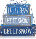 Lineshading 4 Pcs Christmas Table Decor - Blue Let It Snow Winter Decor
