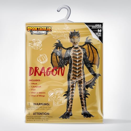 Spooktacular Creations Halloween Kid Dragon Costume, Boys Dragon Wings, Tail and Mask Set for Halloween Dress Up