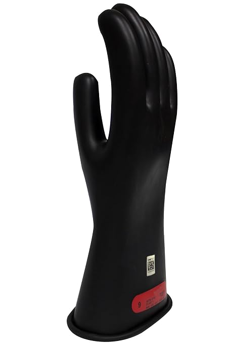 Enespro Class 0 Black Rubber Voltage Insulating Gloves, Max. Use Voltage 1000V AC/1500V DC, GC0B12