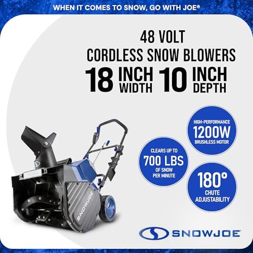 Snow Joe 48V Cordless Snow Blower Kit with Cover & Scraper, 24V-X2-SB18-TV1