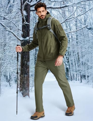 MAGCOMSEN Snow Pants for Men Fleece Lined Softshell Winter Men's Ski Pants