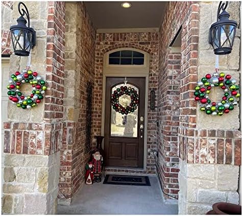 2-Finish Shatterproof Ornaments and Tinsel Christmas Wreath - 24" - Multicolor - Unlit