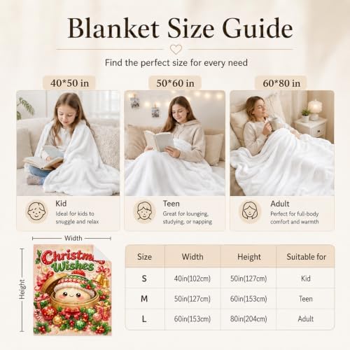 Christmas Blanket Cute Home Decor, 40" x 50" Dumping Blanket Gift for Girls