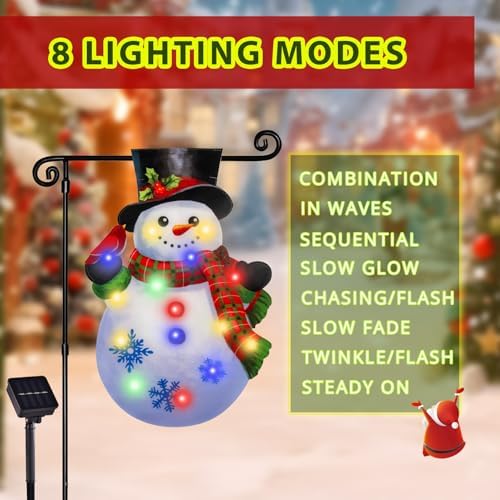 Lighted Christmas Snowman Garden Flag Outdoor Decor, 12x18 In