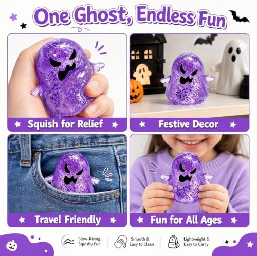 5 Pack Halloween Spooky Super Soft Stress Balls | Squishy Sensory Squeeze Toy Relief Fidget Gift for Women Men Horror Holiday & Birthday Gift Party Favor(#1)