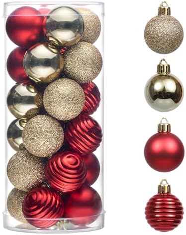 Valery Madelyn Small Christmas Tree Decorations Ball Ornaments 24ct 1.57"