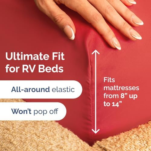 Short Queen Size 4 Piece Bed Sheet Set - RV Short Queen Sheets - Red