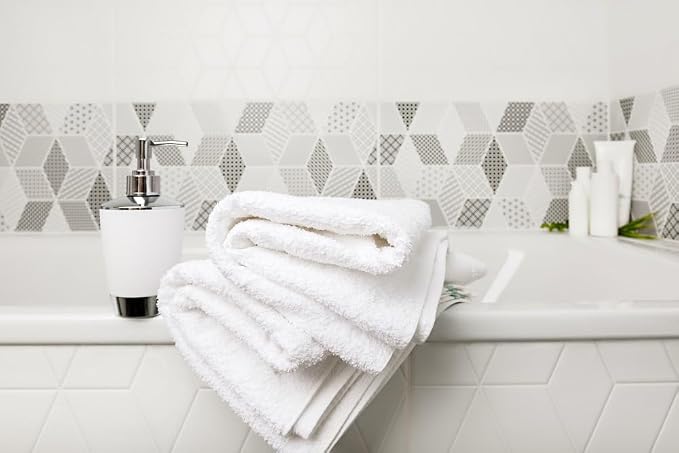 ZUPERIA White Bath Towels Bulk 60 Pack (24 x 48 Inches) - 100% Cotton Economy Light Weight Towels for Commercial Use - Quick Dry, Ultra-Soft, and Absorbent Bulk Towels