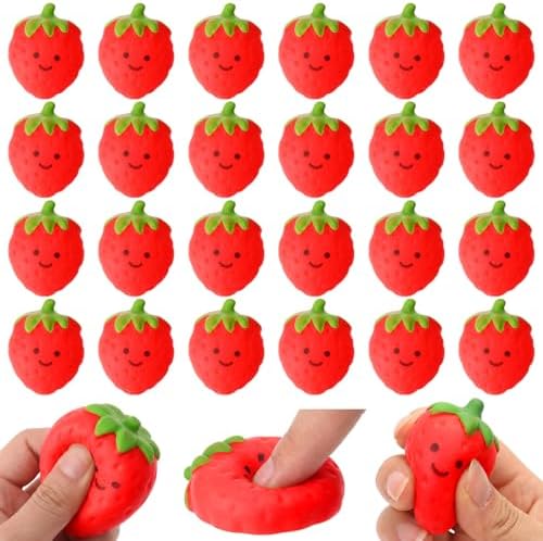 Thenshop 24 Pcs Cute Strawberry Ball Nxiety Relief Fidget Decor