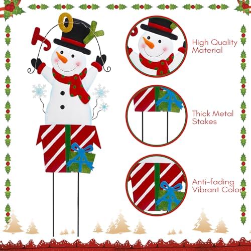 BRIGHTDECK Christmas Santa Claus Yard Sign Stake Lights Outdoor Decorations