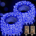 Hezbjiti 2 Pack 1000 LED 403 FT Christmas String Lights Outdoor, 8 Lighting Modes IP44 Waterproof Fairy Lights with Timer and Dimmable Function for Party Tree Decorations (Blue, Clear Wire)