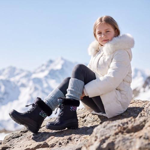 Stelle Girls Snow Boots with Faux Fur Collar Kids Winter Warm Boot