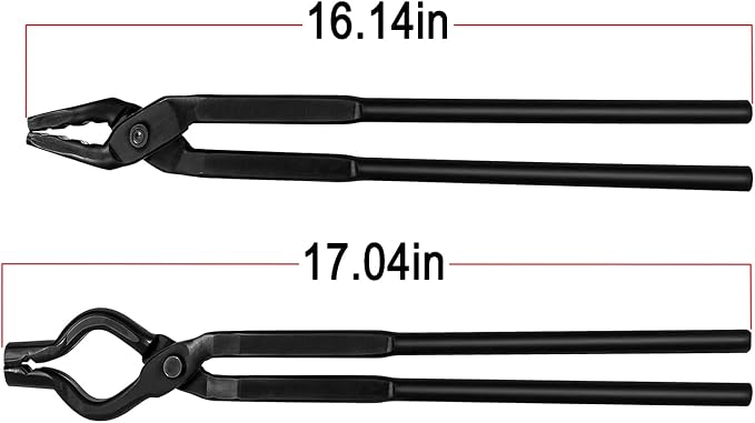 Blacksmith Tongs Set - Wolf Jaw & V-bit Tongs for Forging & Knife Making | Professional Blacksmith Tools for Bladesmiths, Beginner & Expert Blacksmithing