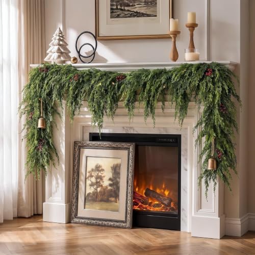 9FT 1PCS Artificial Christmas Cedar Pine Garland for Mantle Home Decor