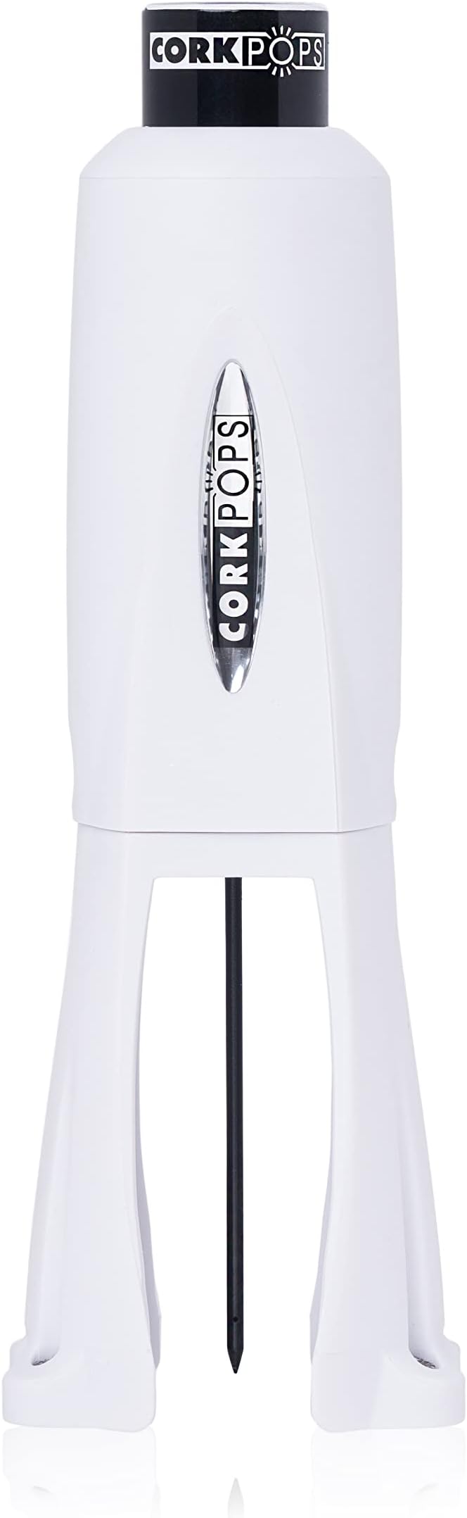 Cork Pops Legacy Wine Opener Built-in 4-Blade Foil Cutter Safe Cork Removal, Effortless Push Button Use, Needle Guard for Safety, Low-Pressure Cartridge Opens Up To 60 (White, With 3 Cartridges)