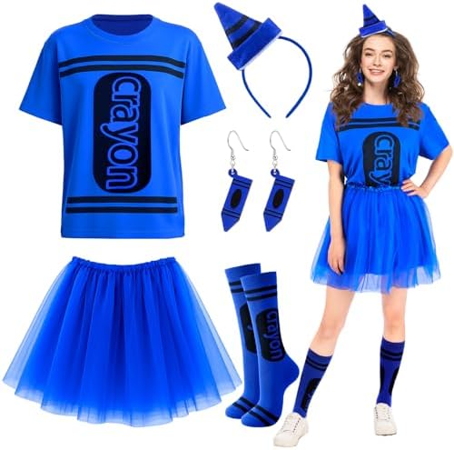 7 Pcs Crayon Costume Set for Adults Women