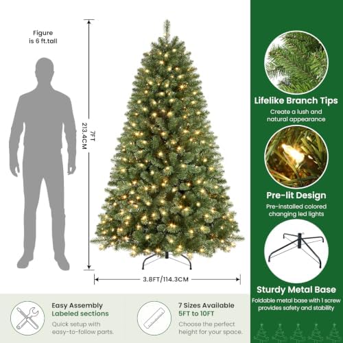 SHareconn 7ft Prelit Artificial Classic Spruce Christmas Tree