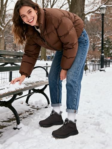SHIBEVER Snow Boots Women Warm: Winter Fur Lined Ankle Booties