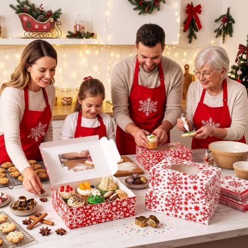 Tenceur 30 Pcs Christmas Cookie Box Window,8.7 x 5.8 x 2.8'',Snowy