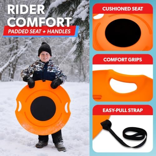 GoSports 29 Inch Heavy Duty Snow Saucer Sled for Adults & Kids