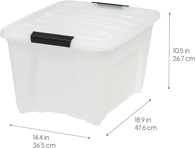 IRIS USA 8 Pack Stackable Storage Bin, 32 Quart Plastic Container Totes with Latching Lids for Home and Office Organization, Pearl