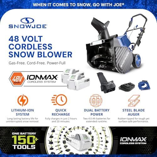 Snow Joe 48V Cordless Snow Blower Kit with Cover & Scraper, 24V-X2-SB18-TV1