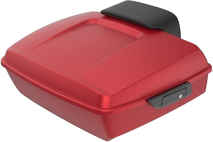 Advanblack Road Glide Tour Trunk Pack Wicked Red Denim Chopped Tour Trunk Pack Backrest Pad for '97-'25 Harley Touring Road King Street Glide Electra Glide CVO models