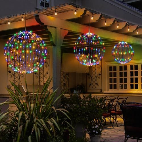 Christmas Decorations,LED Light Balls Outdoor,3 Pack,Multicolor