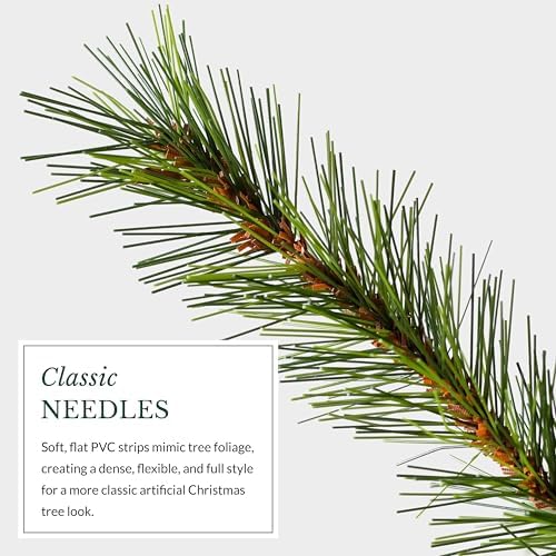Balsam Hill Norwegian Grand Fir - Traditional Slim Artificial Christmas Tree with Classic Needle Foliage, LED Clear, 6'
