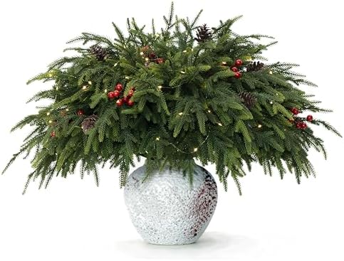10-Piece 23" Norfolk Pine Stems, Norfolk Pine Branches with LED Lights