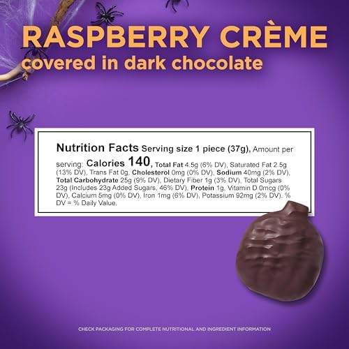 RUSSELL STOVER Halloween Dark Chocolate Raspberry Crème Pumpkin, 1.3 oz. (Pack of 18) - Bulk Halloween Candy