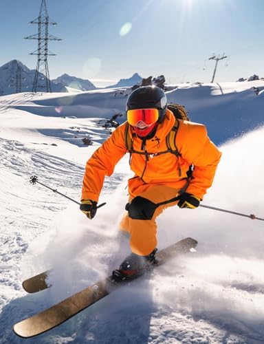 TBMPOY Men's Snow Ski Hiking Pants Waterproof Winter Fleece Lined Pants Camping Skiing Ice Fishing Pants with Belt