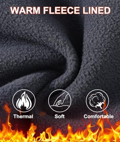Mens Winter Snow Pants Waterproof Thermal Fleece Lined Hiking Pants with Zip Pockets