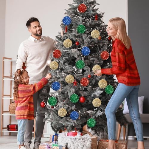 Lyrow 24 Pcs 4" Christmas Ball, Red,Blue,Green,Gold