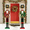 Bunny Chorus 2pcs Large Metal Nutcracker Christmas Yard Signs, Outdoor Lawn Pathway Decorations, Heavy Duty Iron Holiday Garden Stakes, Home Winter Walkway Driveway Front Porch Yard Decor