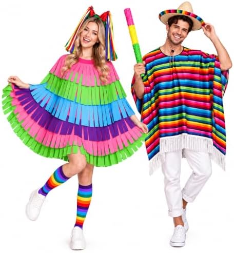 Halloween Mexican Pinata Costume Couple Costume for Adult Pinata Fiesta Dress for Couple Cosplay Cinco De Mayo