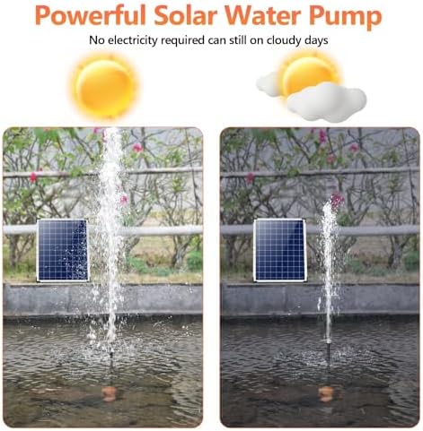 Antfraer 25W Solar Fountain Pump, Solar Water Pump 320GPH Flow Adjustable, Solar Powered Water Pump with 16.5Ft Cord Length for Small Pond, Fish Pond Bird Bath Garden Waterfall Hydroponics
