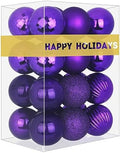 GameXcel 24Pcs Christmas Balls Ornaments for Xmas Tree - Shatterproof Christmas Tree Decorations Medium Hanging Ball Purple 2.5in x 24 Pack