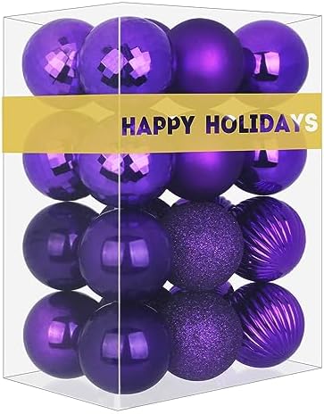 GameXcel 24Pcs Christmas Balls Ornaments for Xmas Tree - Shatterproof Christmas Tree Decorations Medium Hanging Ball Purple 2.5in x 24 Pack