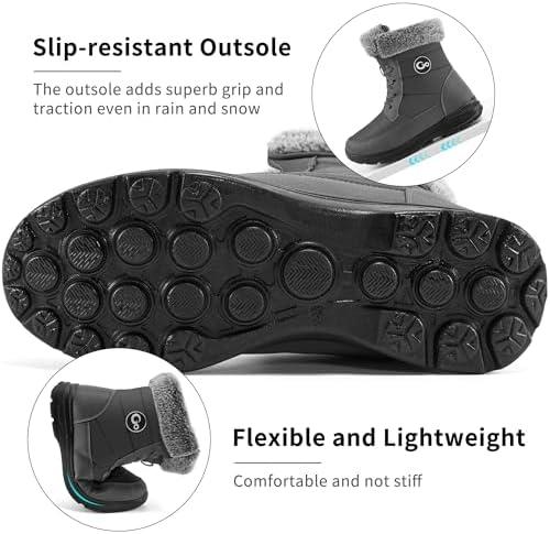 Ablanczoom Winter Snow Boots for Women: Comfortable Warm Fur Lined Womens Boots Outdoor Waterproof Non Slip Lace Up Walking Booties